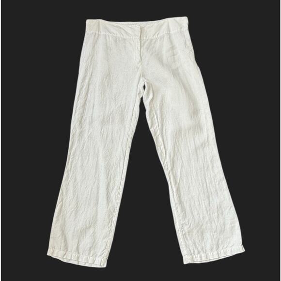 Eileen Fisher Linen Pants Straight White Medium Preppy Coastal Beachy Lagenlook - Picture 8 of 8
